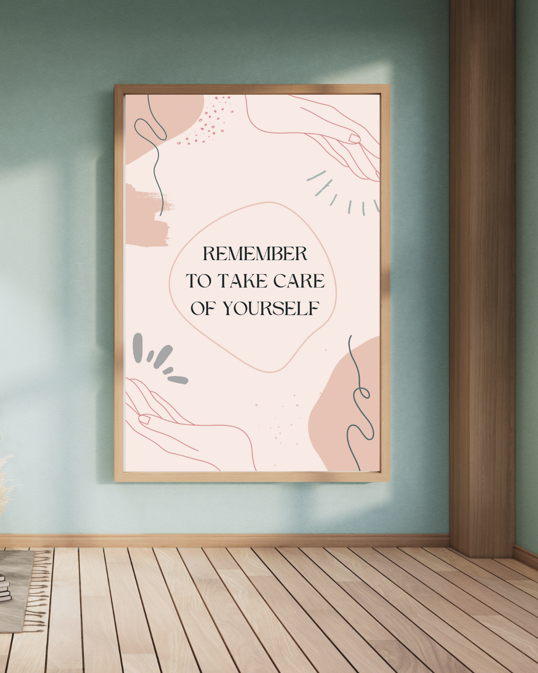 I AM ENOUGH Self-Love Positive Affirmation Wall Art | Botanical Printable Mindfulness Gift for Positive Energy and Self-Care